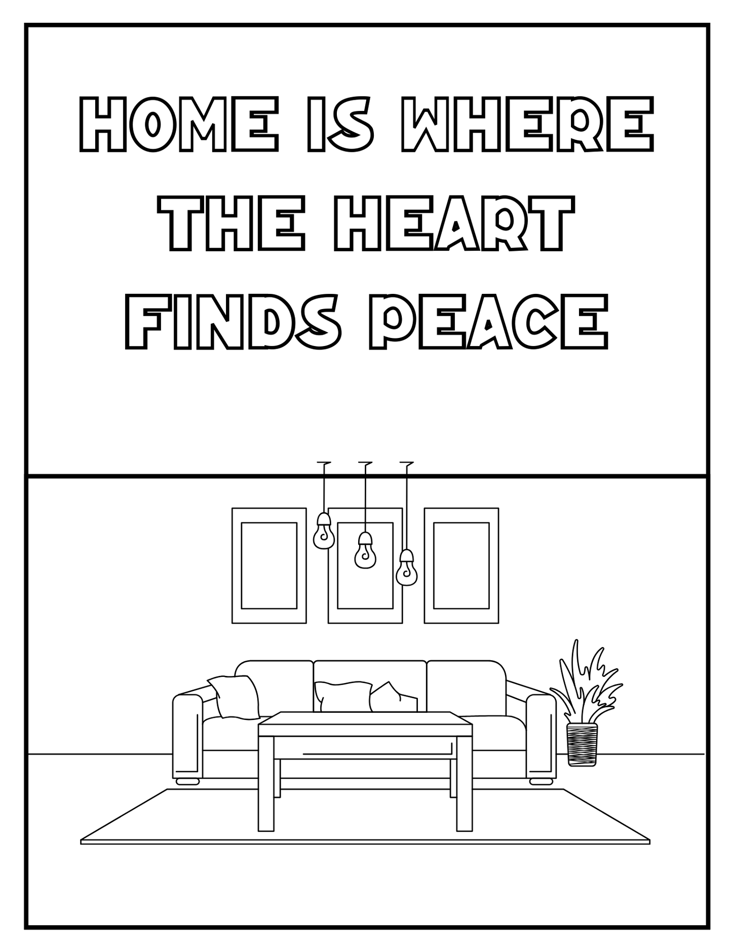 Peaceful Spaces: Printable Coloring Book of Cozy Home Interiors