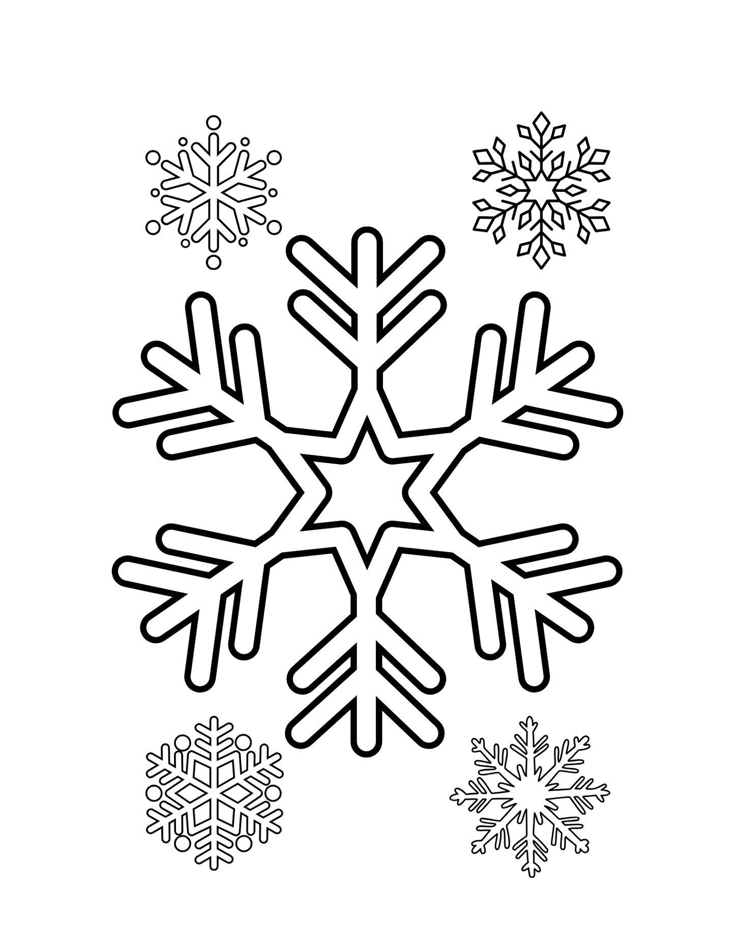 Snowflake Magic: Printable Coloring Book Featuring Snowflakes and Cute Characters