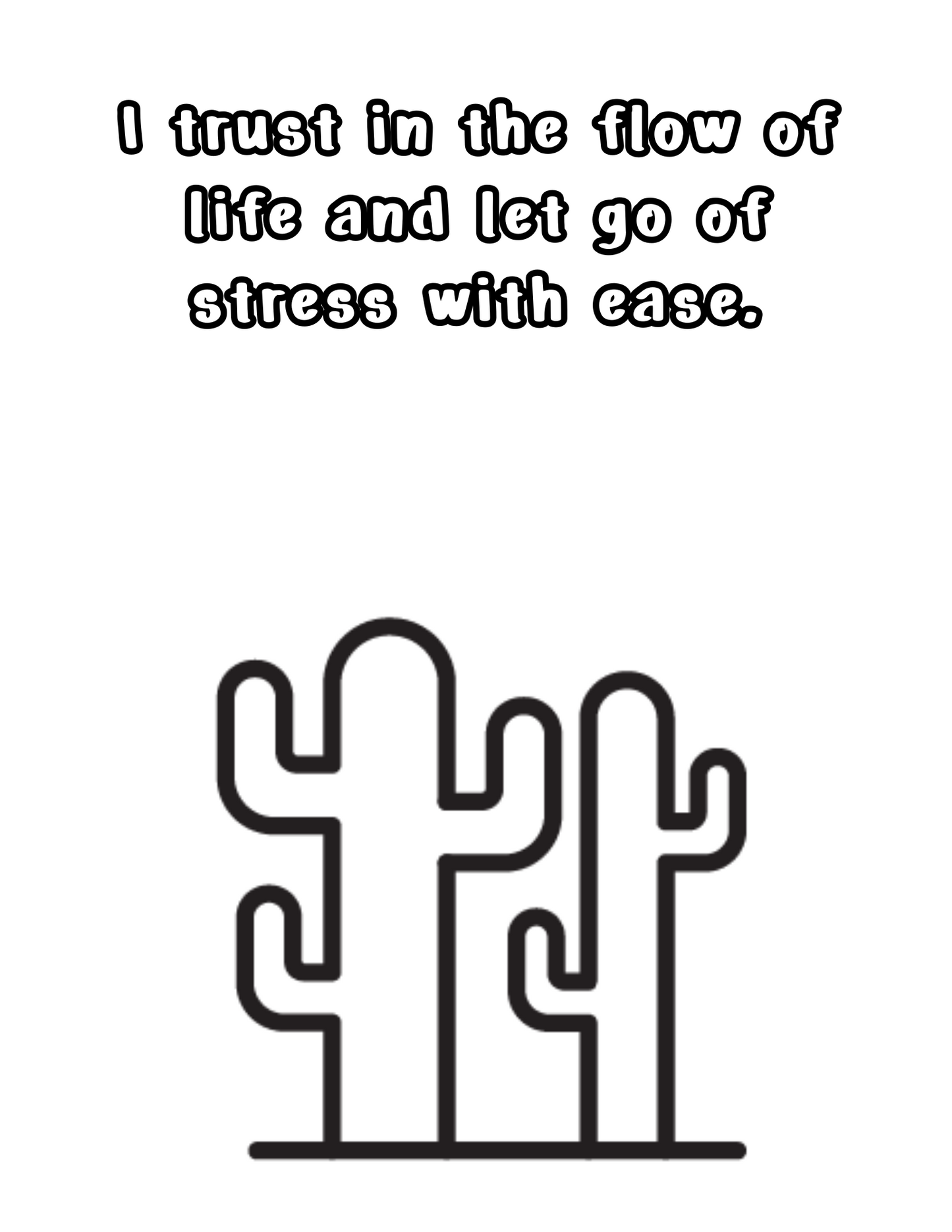 Printable (Digital) Relaxing Affirmation Coloring Pages: Cacti Coloring Collection