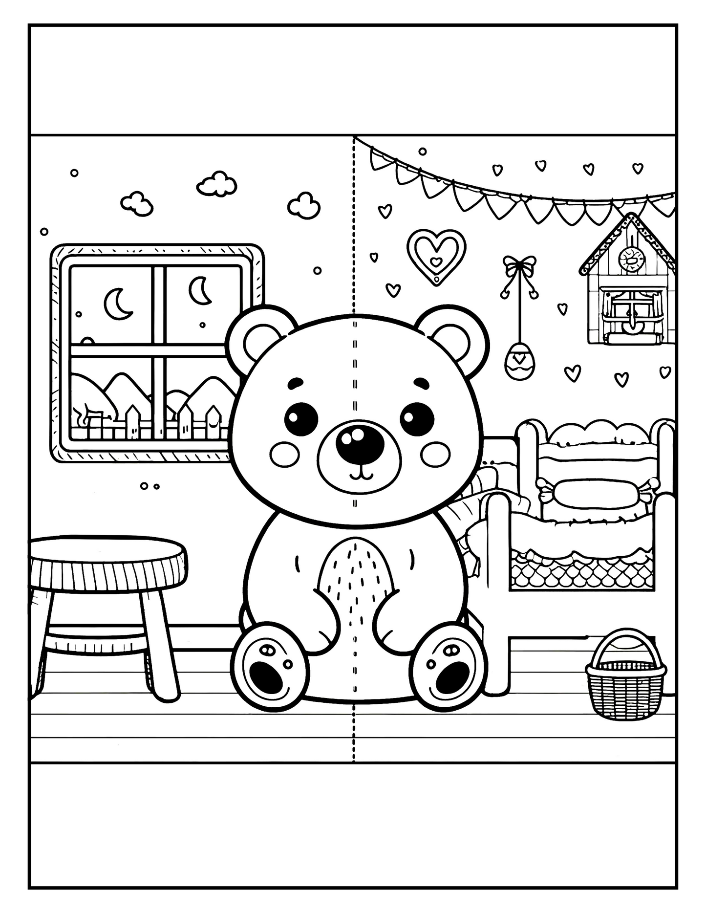 Whimsical Retreats: Cozy Animal Spaces Digital Coloring Book PDF for Adults