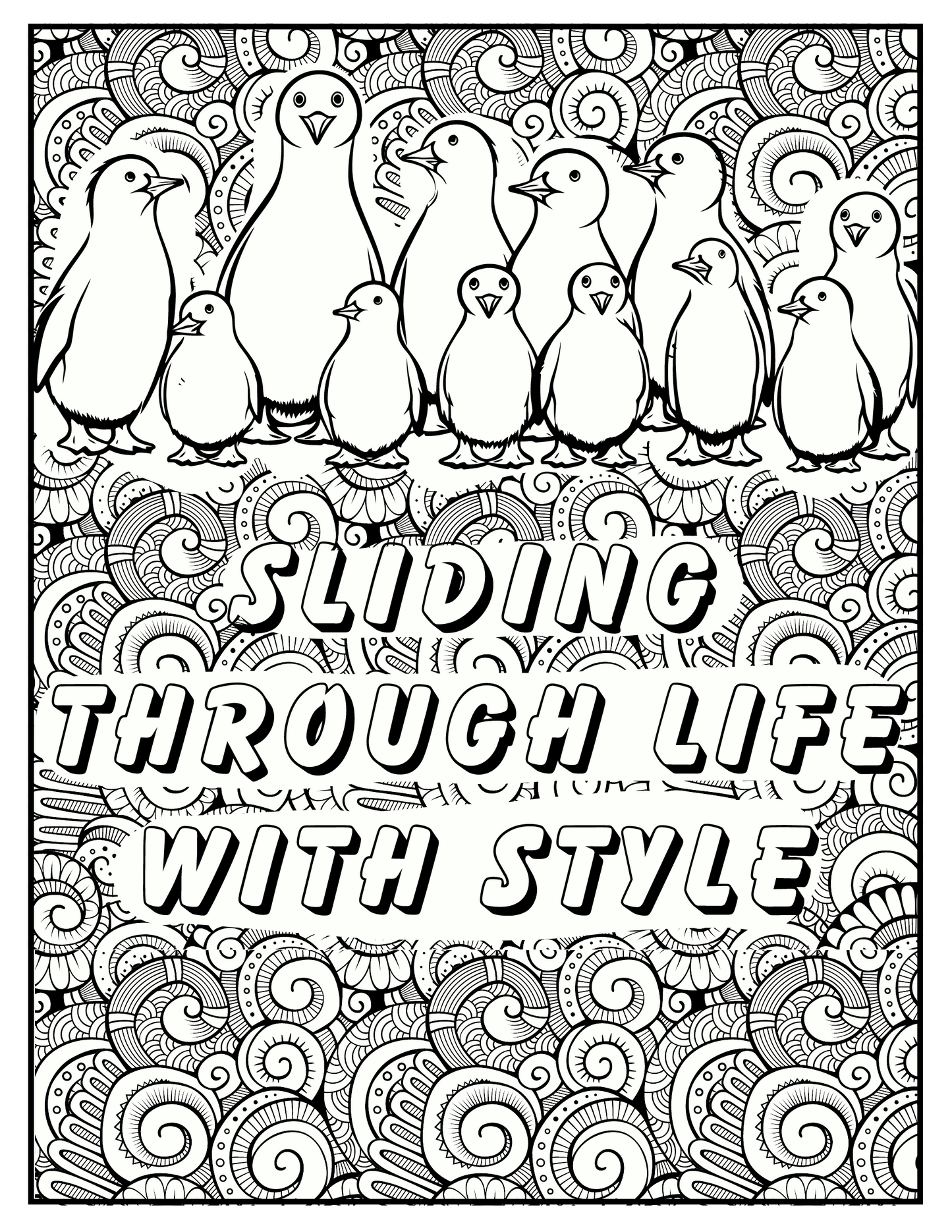 Love Penguins: A Delightful (Digital) Printable Coloring Book for All Ages