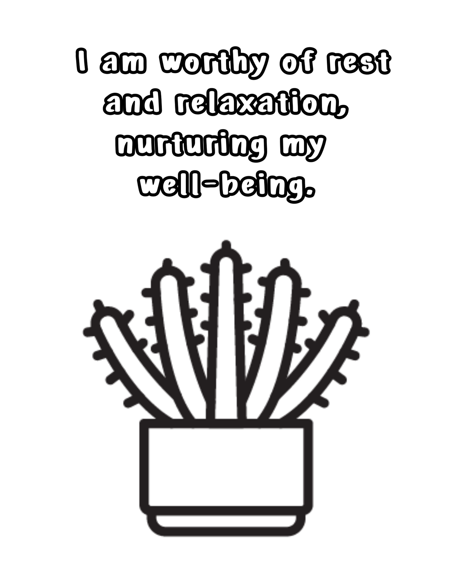 Printable (Digital) Relaxing Affirmation Coloring Pages: Cacti Coloring Collection