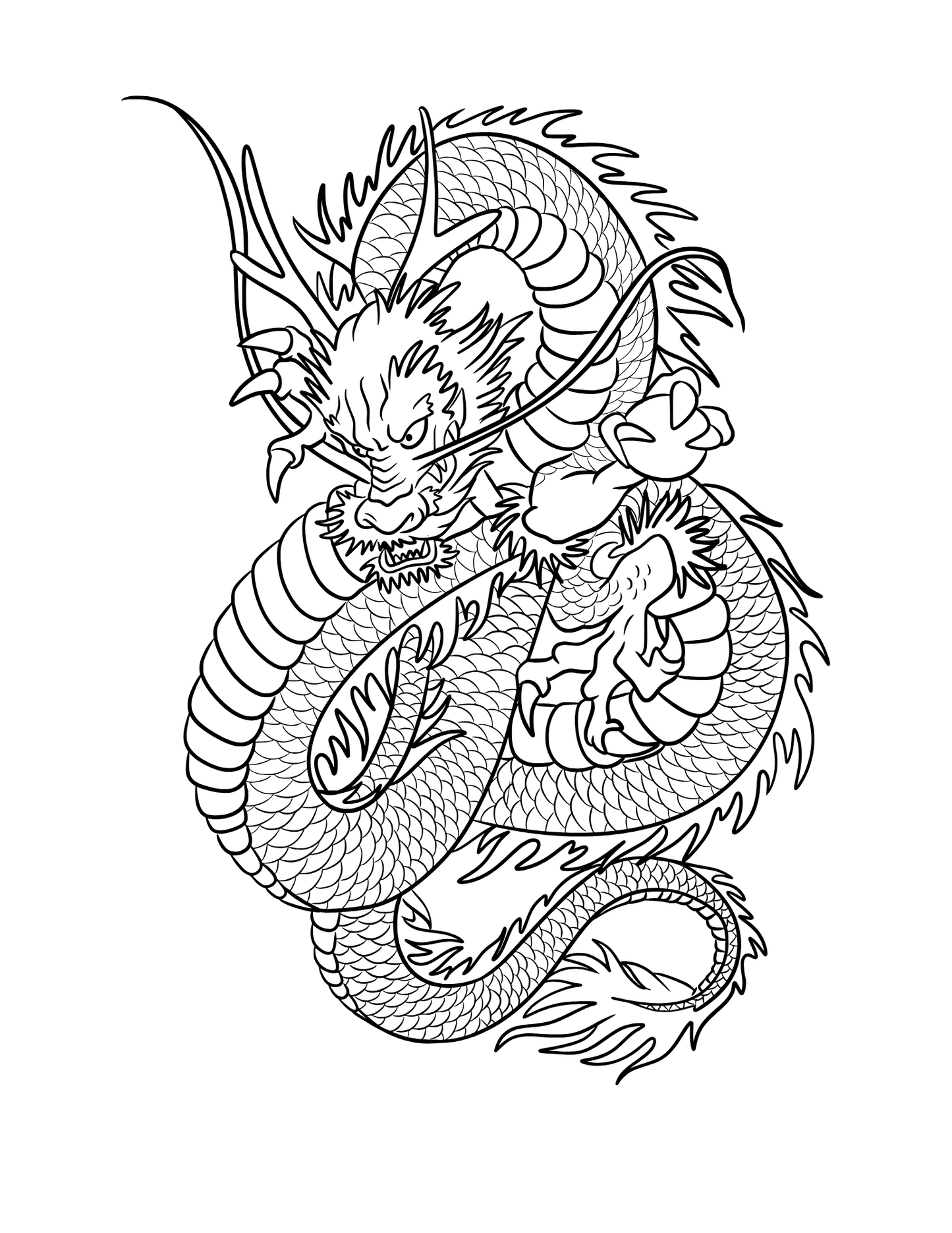 Printable (Digital) Dragon Coloring Pages: New Year 2024 Dragon Coloring Collection