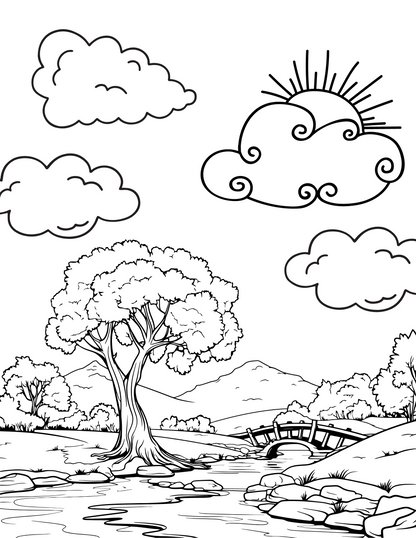 "Earth's Majesty" - Celebrate Earth Day with a Printable Digital Coloring Book of Global Landscapes