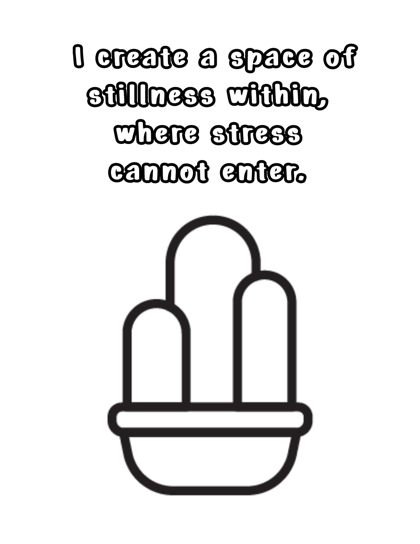 Printable (Digital) Relaxing Affirmation Coloring Pages: Cacti Coloring Collection