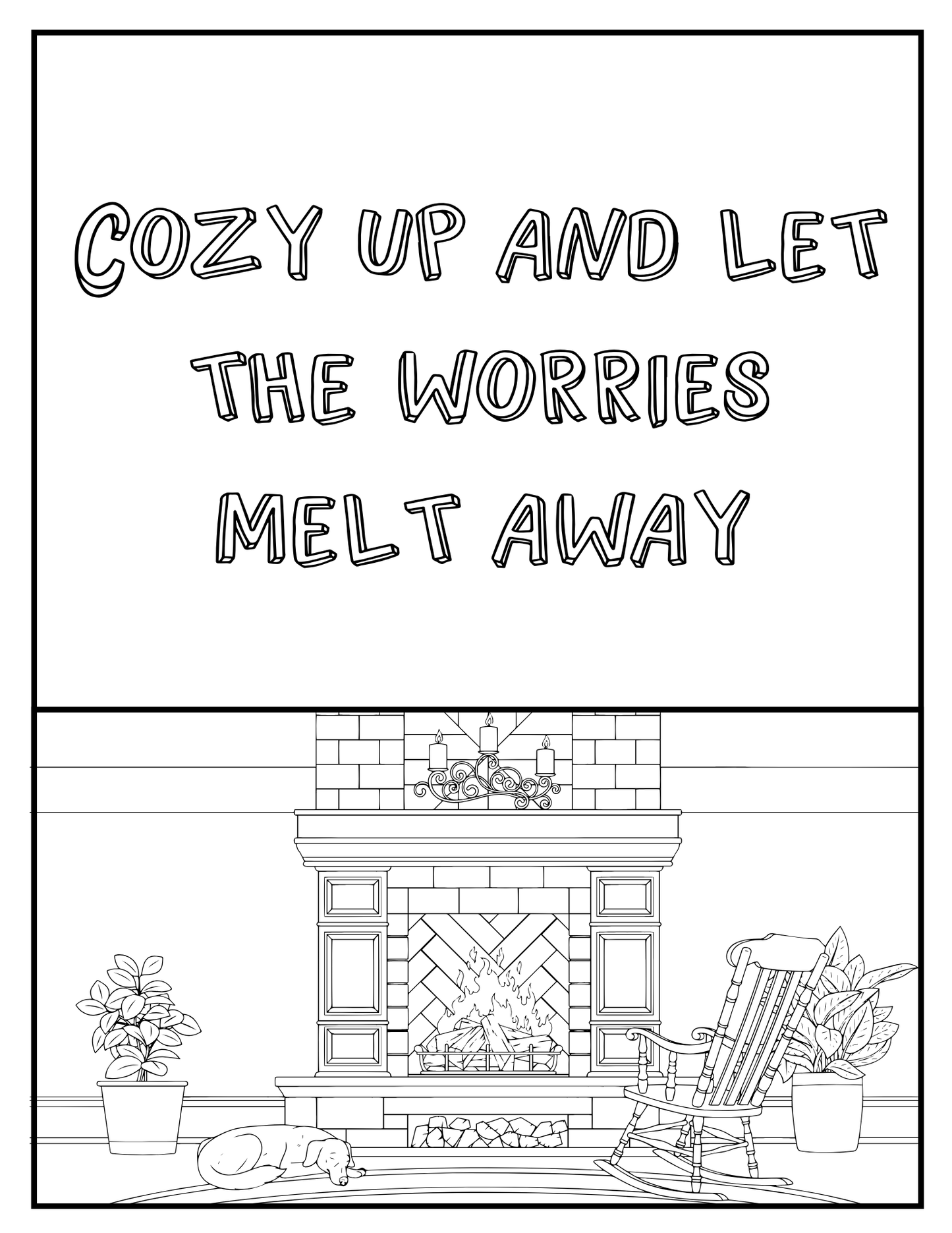 Peaceful Spaces: Printable Coloring Book of Cozy Home Interiors