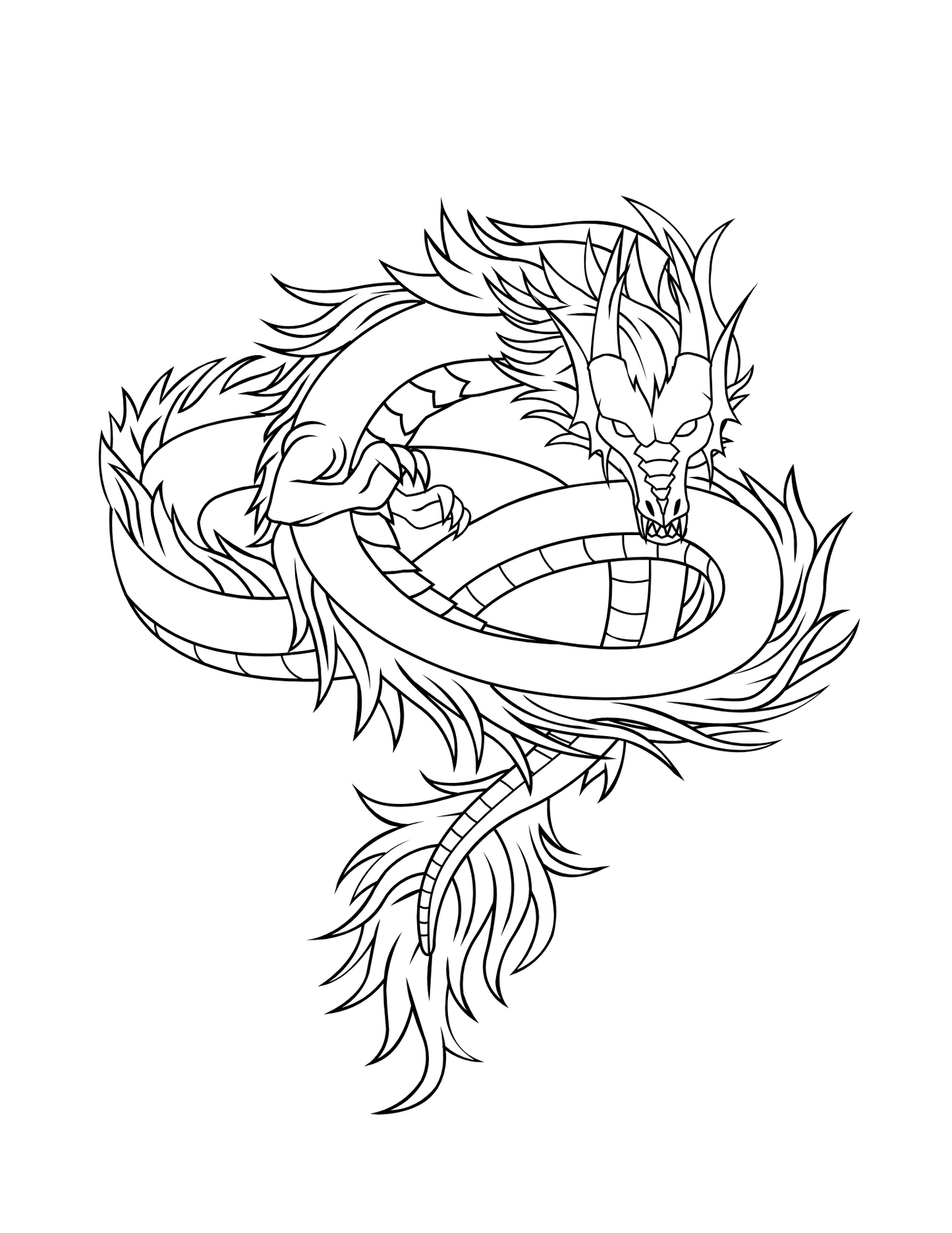 Printable (Digital) Dragon Coloring Pages: New Year 2024 Dragon Coloring Collection