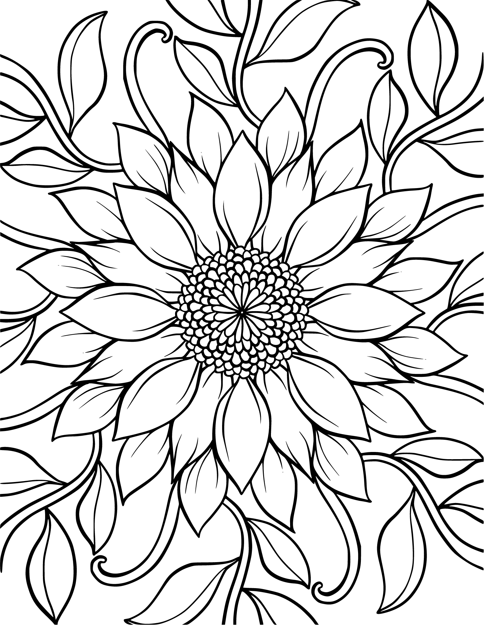 Zentangle Flower full coloring page