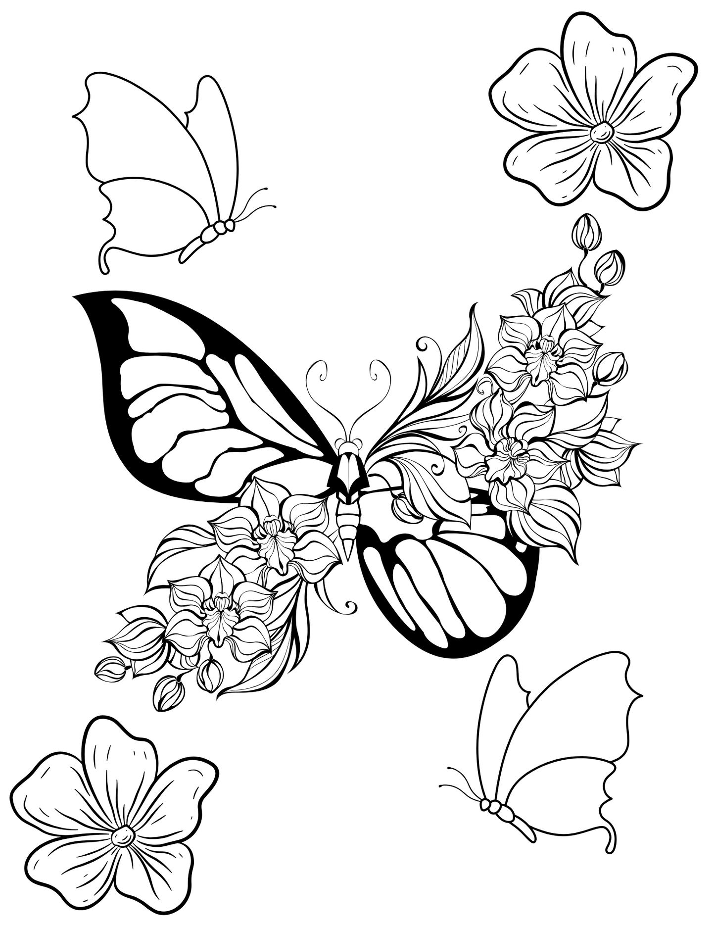 Butterfly Wonders: Printable Butterfly Coloring Book for All Ages