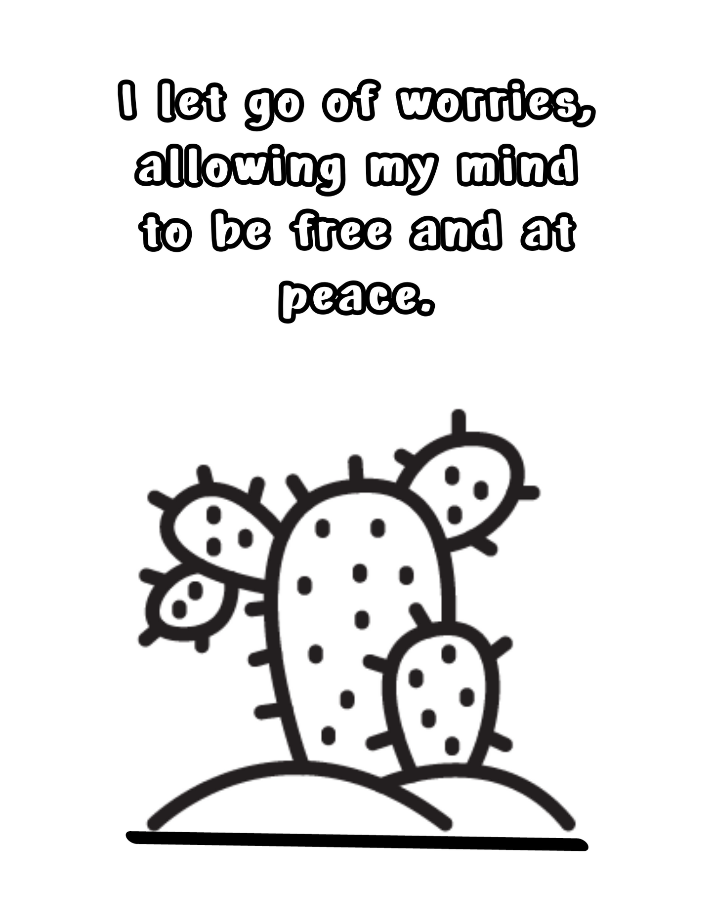 Printable (Digital) Relaxing Affirmation Coloring Pages: Cacti Coloring Collection