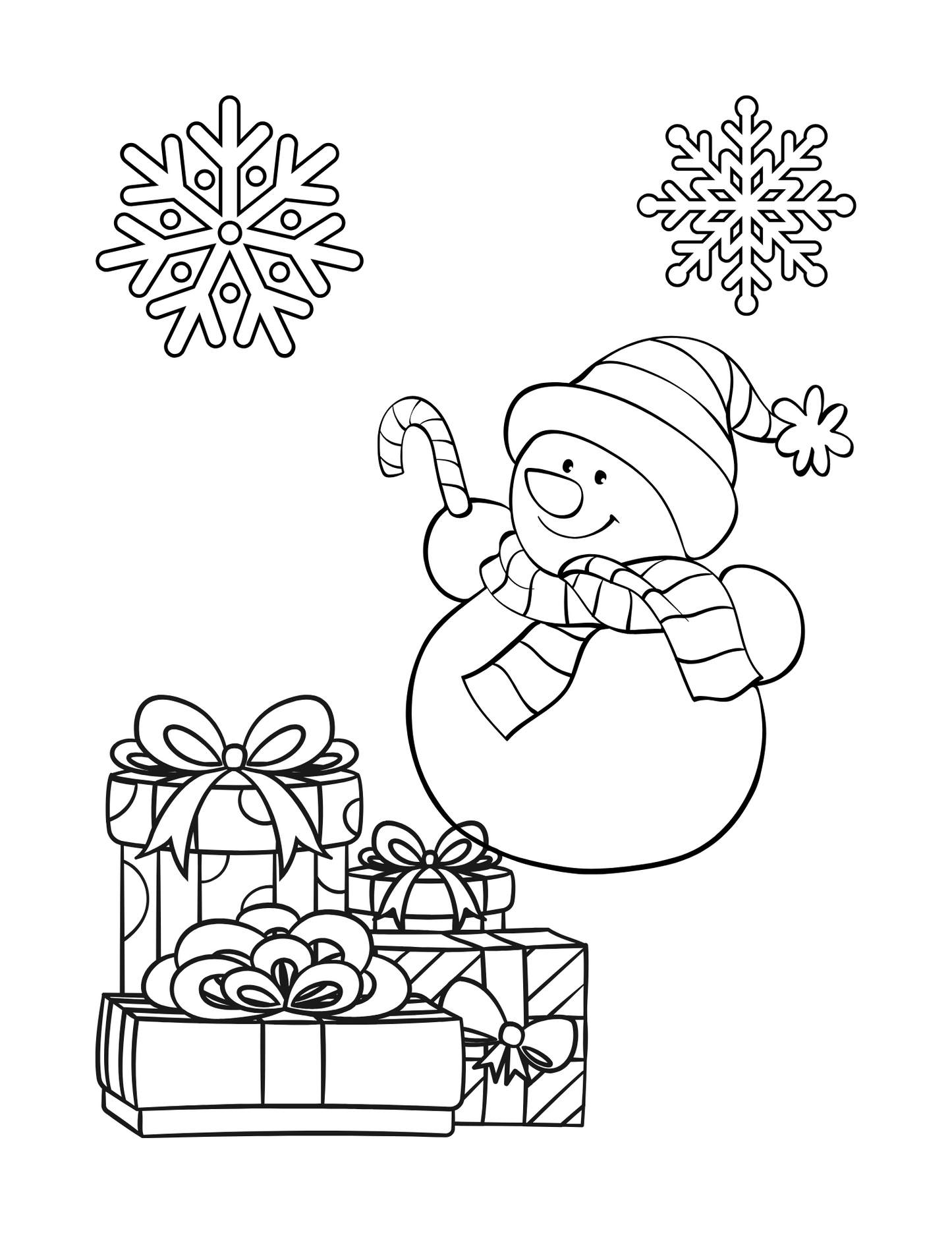 Snowflake Magic: Printable Coloring Book Featuring Snowflakes and Cute Characters