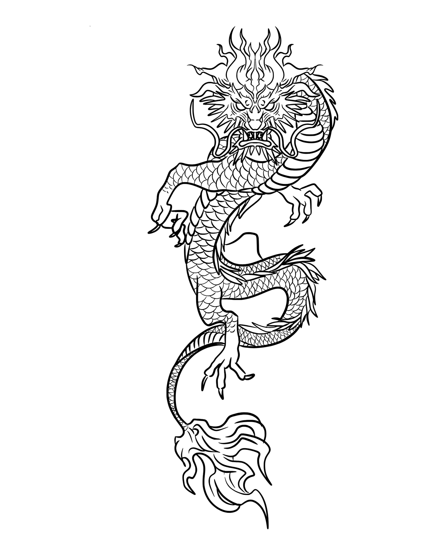 Printable (Digital) Dragon Coloring Pages: New Year 2024 Dragon Coloring Collection