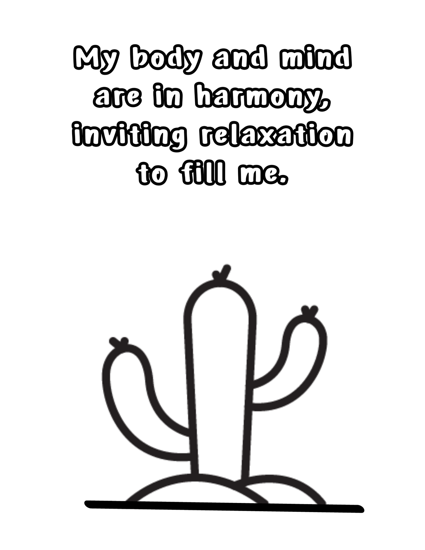 Printable (Digital) Relaxing Affirmation Coloring Pages: Cacti Coloring Collection