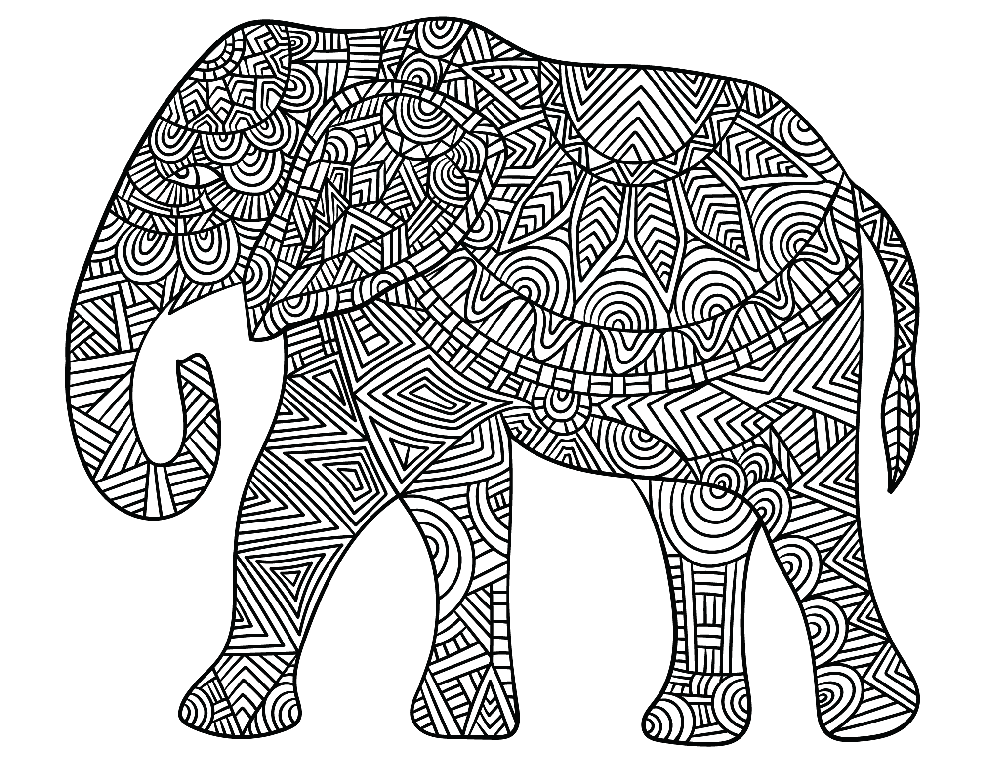 Zentangle Elephant Coloring page