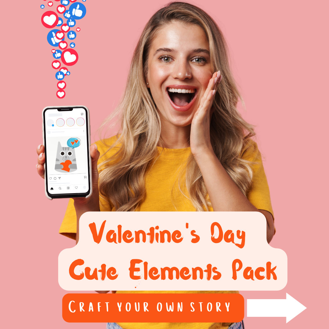 Downloadable Whimsical Love: Valentine's Day Cute Elements 24 Pack