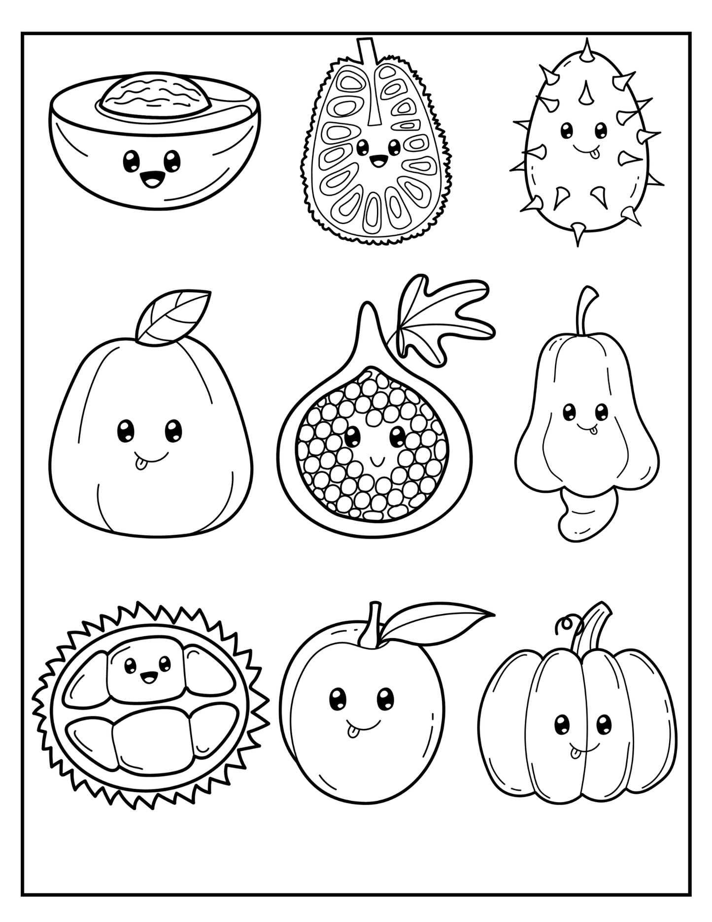 Cute fruit coloring book