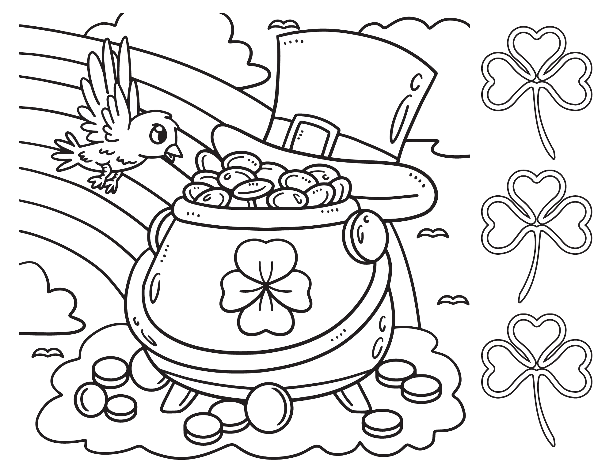 St. Patrick's Day pot of gold coloring page