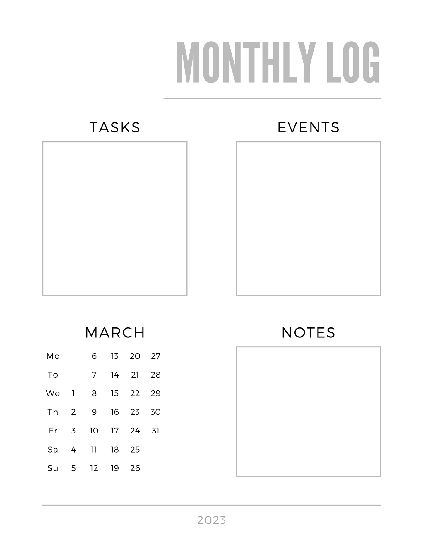 Montly Log Tasks