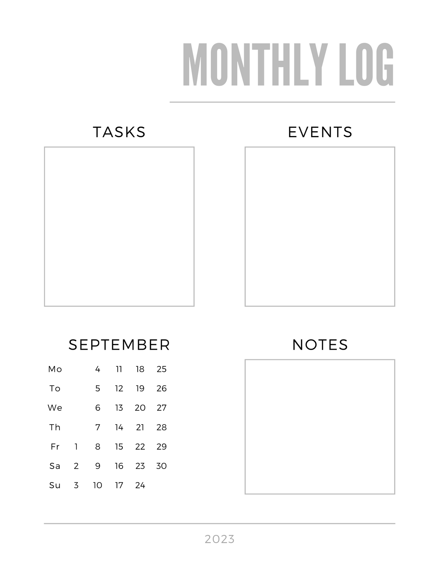 Montly Log September