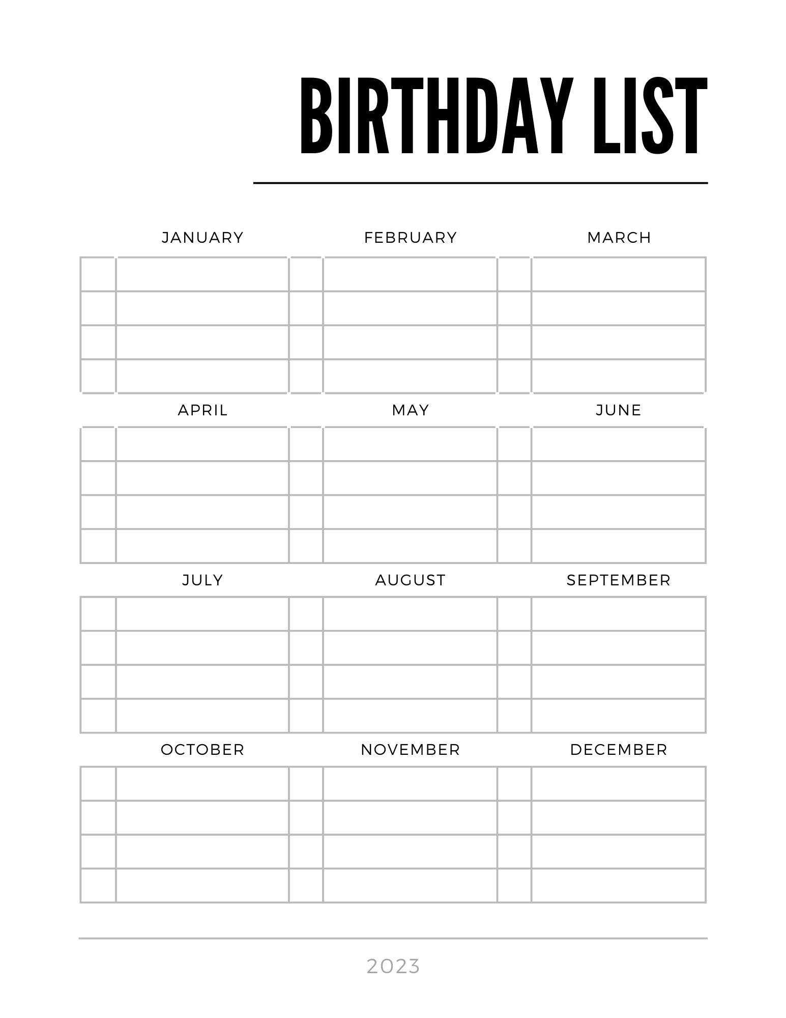 Birthday List