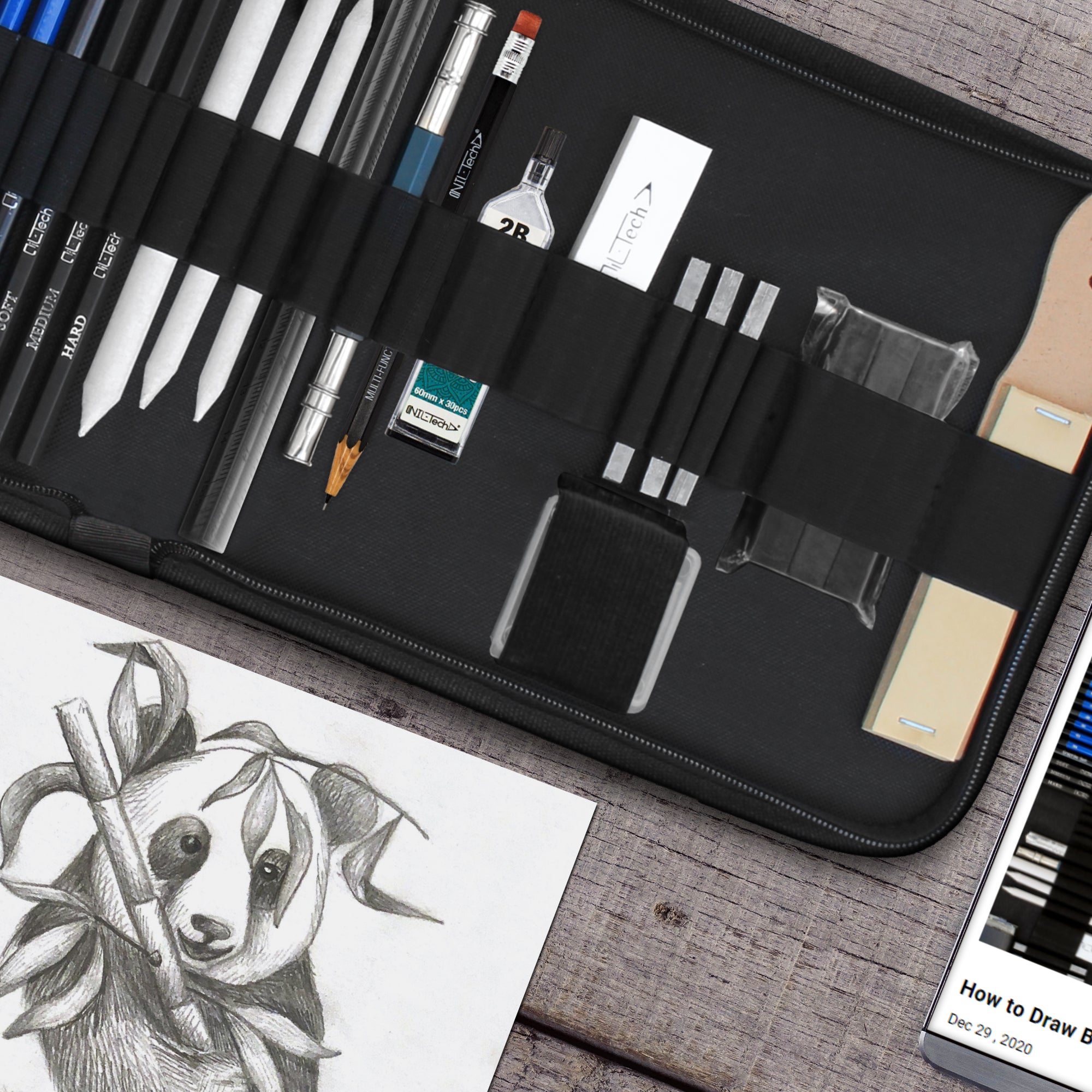 37 Pcs Sketch Pencil Set Professional Sketching Drawing Kit for