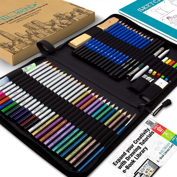 Drawing Pencils Art Set – 55 Watercolor Pencils and Sketching Art