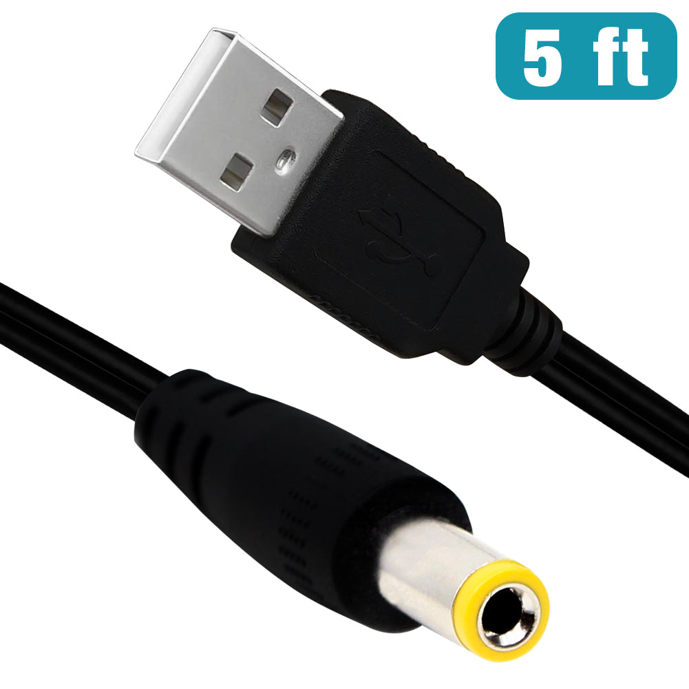 USB to 5V DC Type M Barrel Plug Power Cable, 3 ft