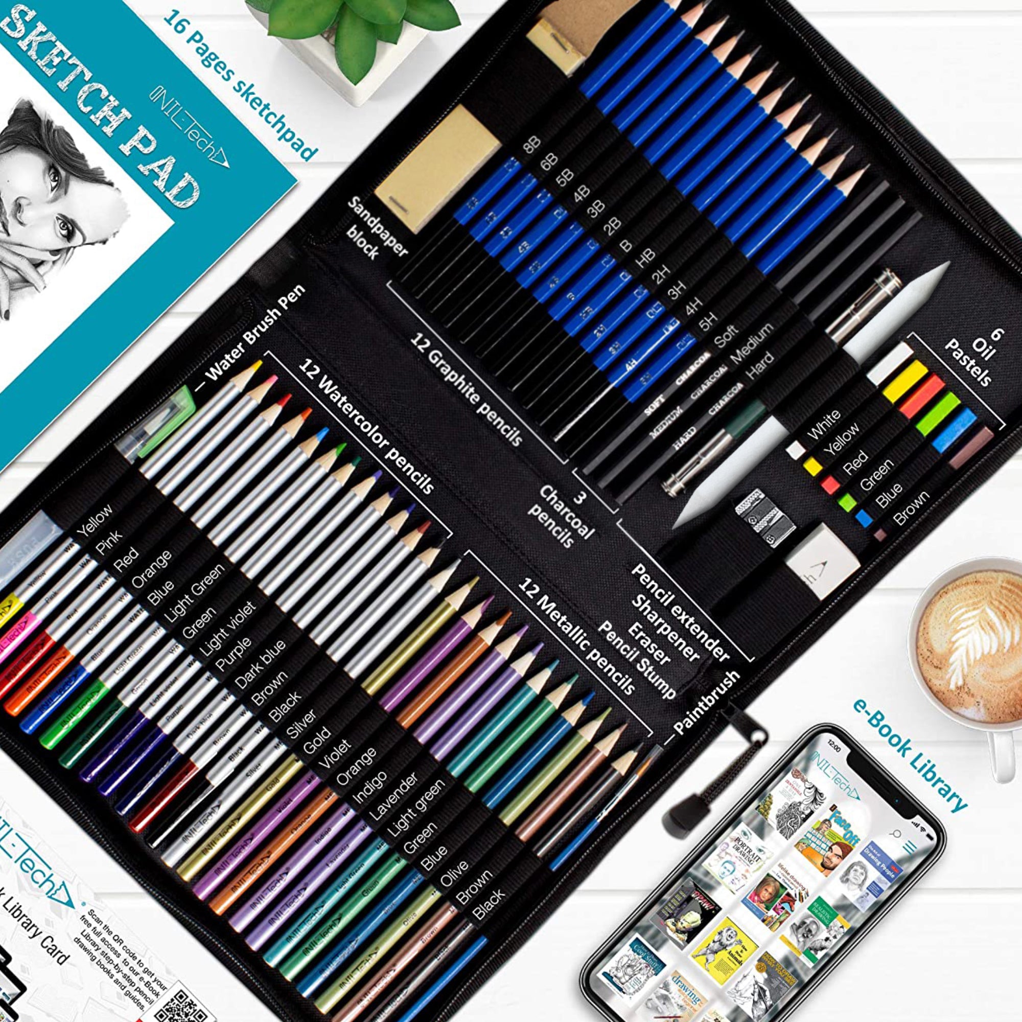 NIL - TECH Art Supplies Graphite Drawing Pencils and Sketch Set (37 Piece  Kit) 