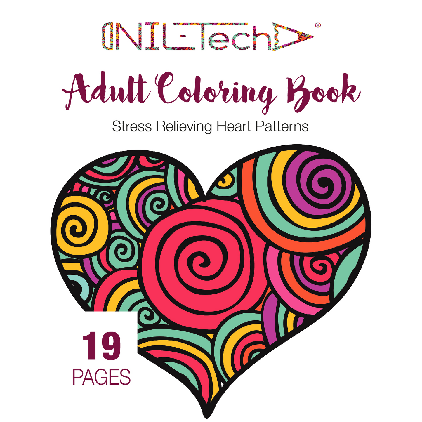 Adult Coloring book with stress relieving Heart patterns