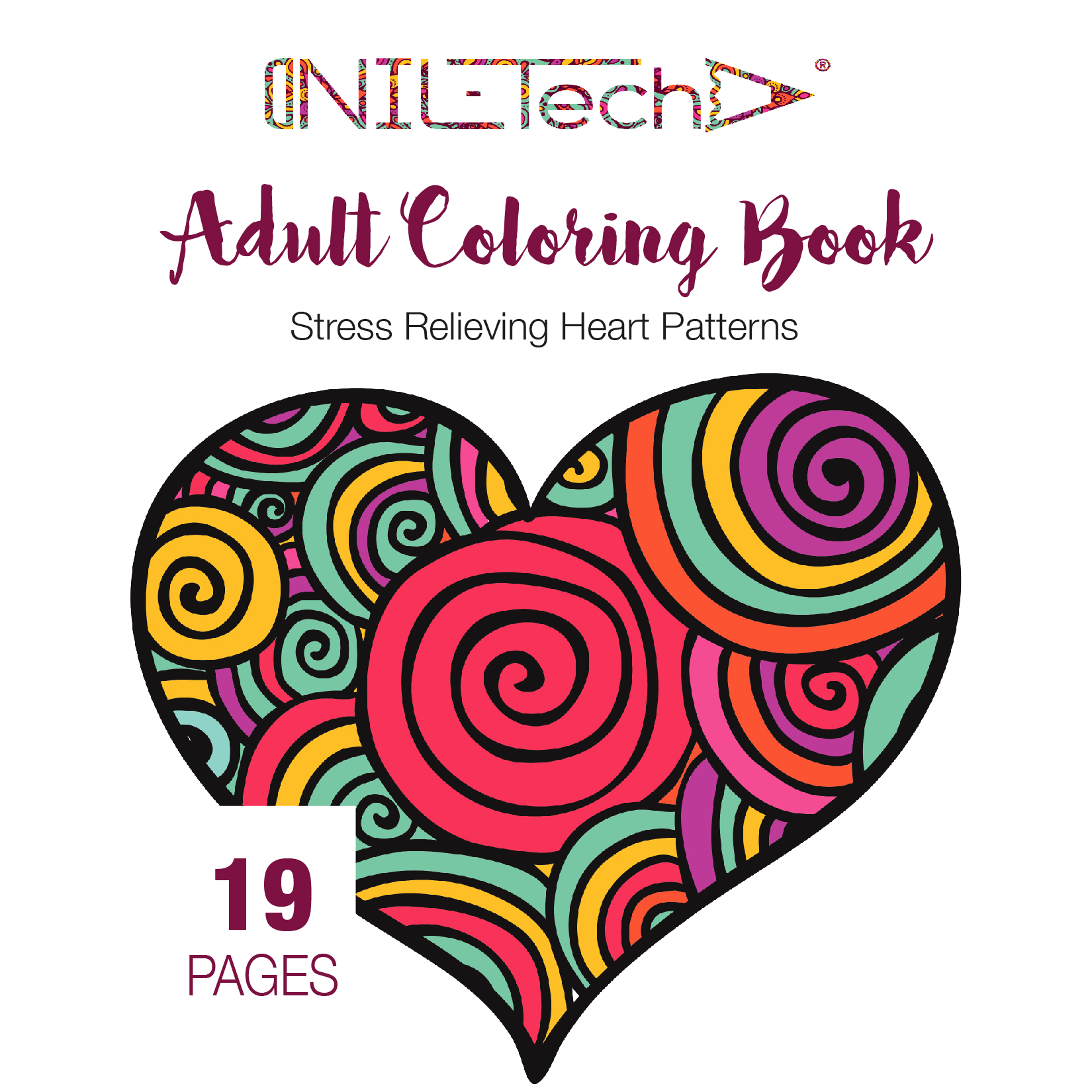 Adult Coloring book with stress relieving Heart patterns